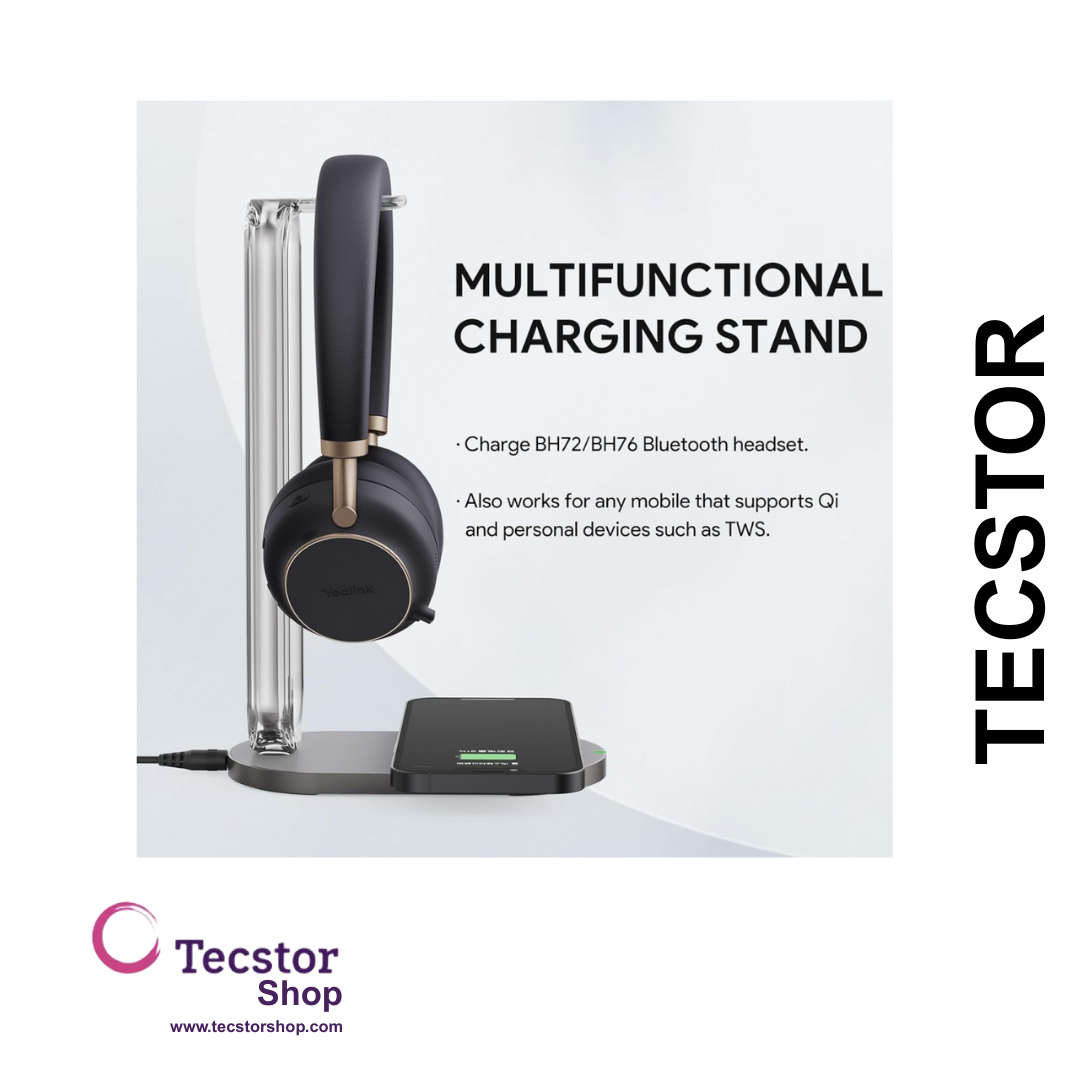 YEALINK - BH72 with Charging Stand Teams Black USB-C, Wireless Bluetooth, Dual, On the ear wearing style, USB-C Dongle Included-Teams