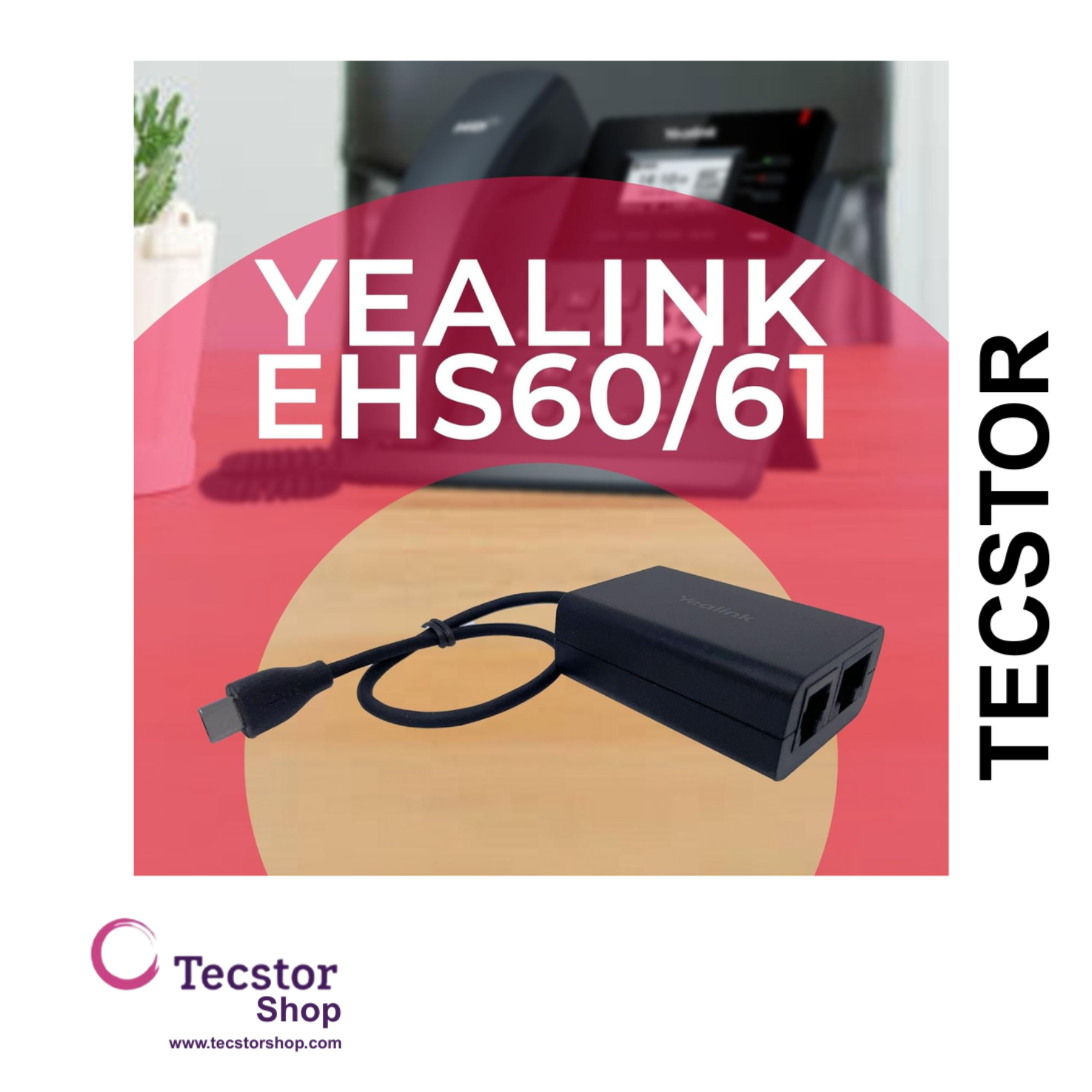 Yealink EHS60 Headset Adapter – Advanced Electronic Hook Switch (EHS) for DECT Headsets